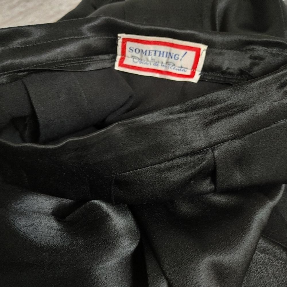 VTG Something! Oscar De la Renta Black Satin Maxi Skirt XXS-XS - Picture 7 of 17